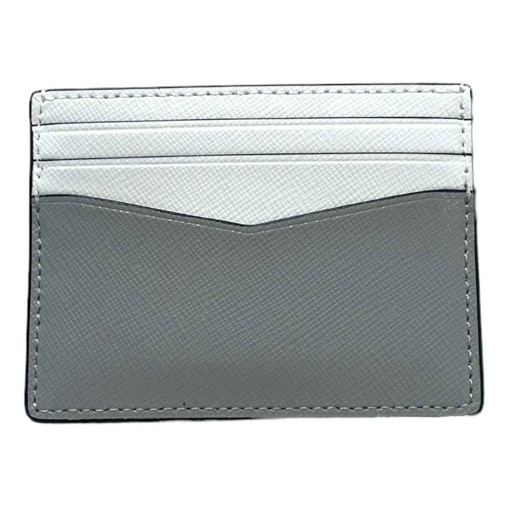 Kate Spade Staci Colorblock Saffiano Leather Card Case Wallet Gray White